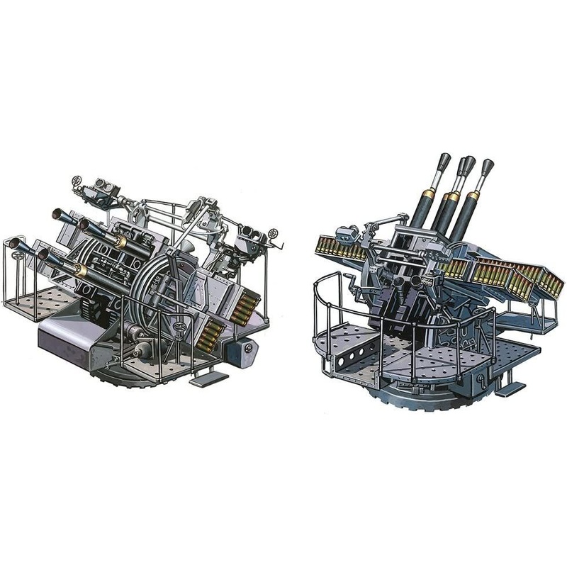 Fine Molds WWII Royal Navy QF 2-pounder Naval Gun Four Equipped