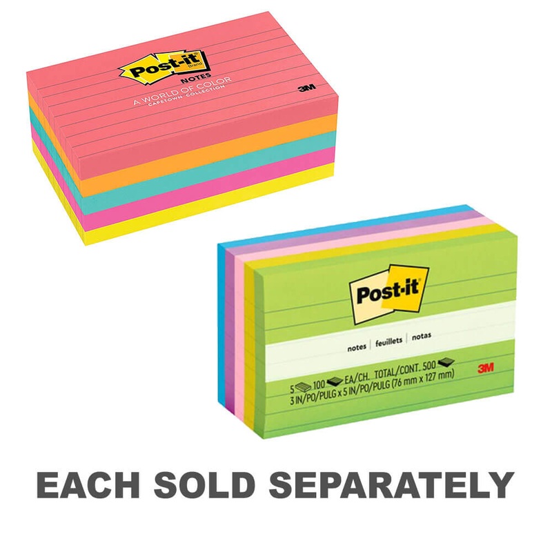 Post-it Notes assorties 73x123 mm (5pk)